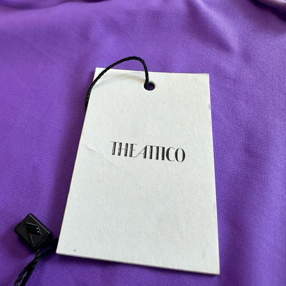 The Attico One Piece Swimsuit Backless Cheeky Bottom Halter Top Lavender XS‎